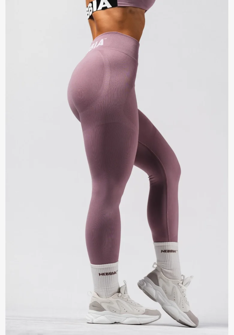 NEBBIA Bezešvé extra push-up legíny s vysokým pasem Flow Seamless růžové