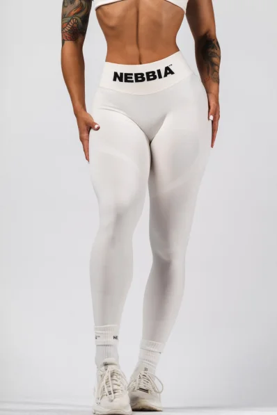 NEBBIA Bezešvé extra push-up legíny s vysokým pasem Flow Seamless krémové 2