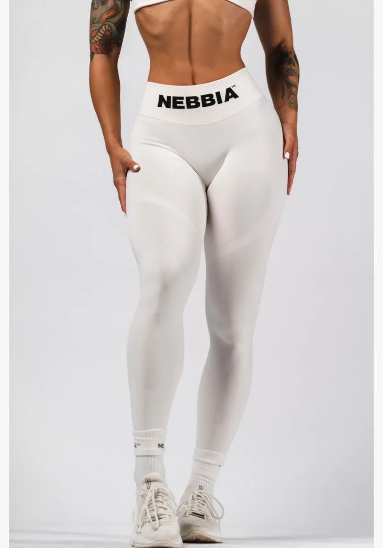 NEBBIA Bezešvé extra push-up legíny s vysokým pasem Flow Seamless krémové