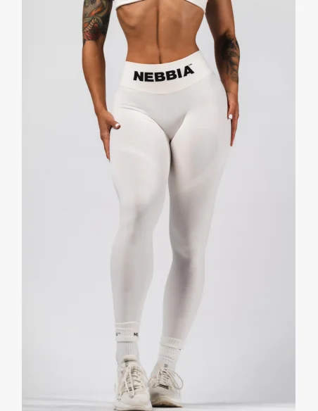 NEBBIA Bezešvé extra push-up legíny s vysokým pasem Flow Seamless krémové