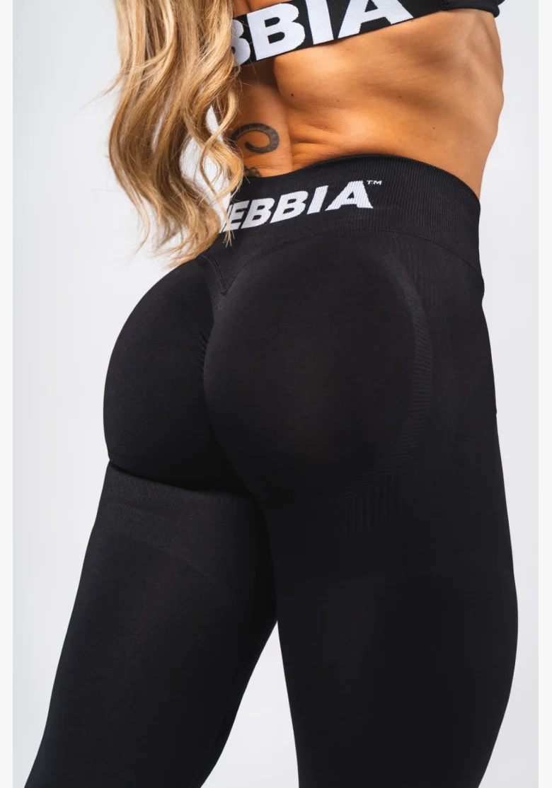 NEBBIA Bezešvé extra push-up legíny s vysokým pasem Flow Seamless černé