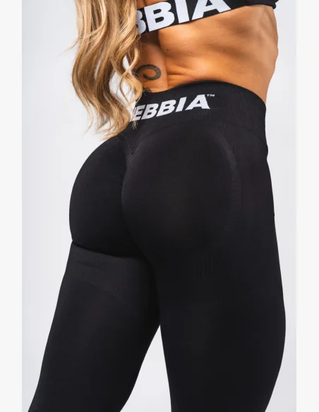 NEBBIA Bezešvé extra push-up legíny s vysokým pasem Flow Seamless černé