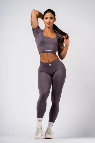 NEBBIA Tvarující bezešvé maximum push-up legíny FLOW SEAMLESS šedé