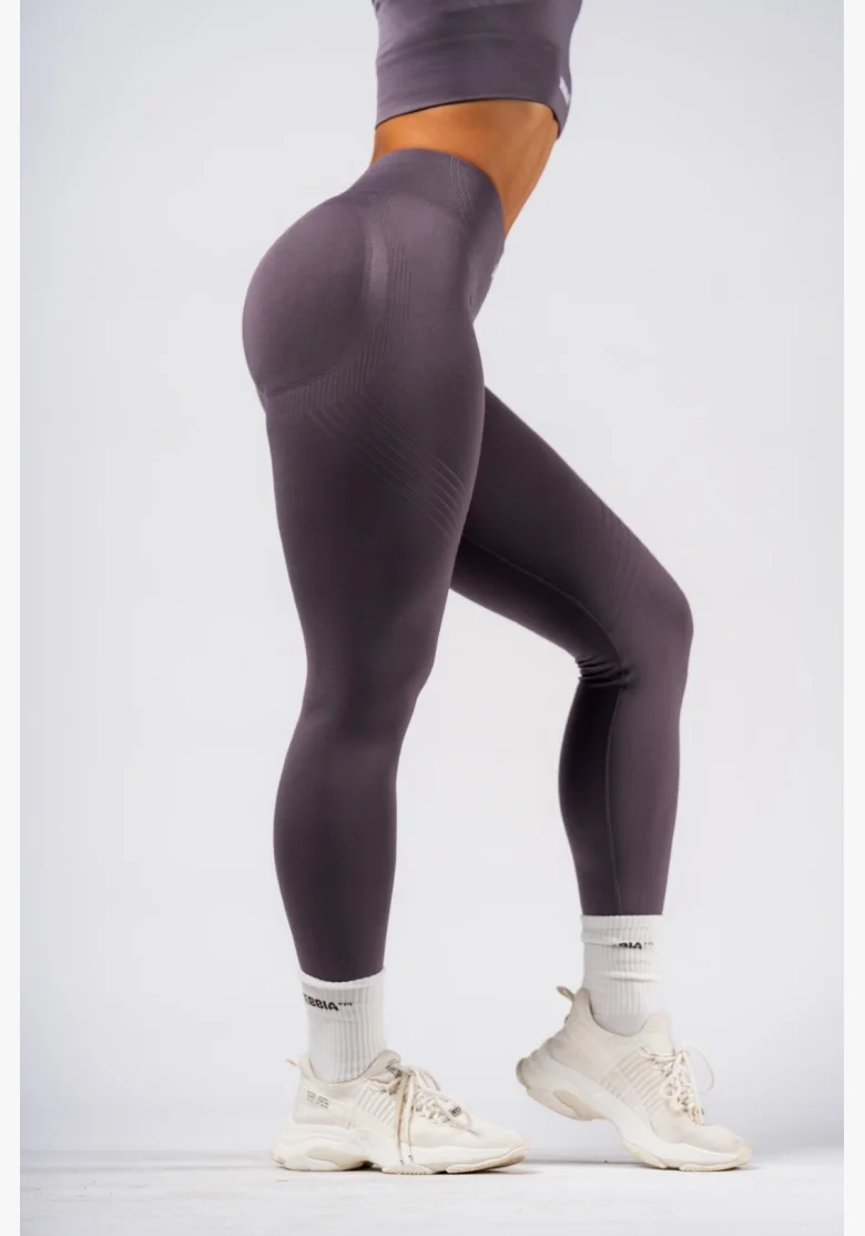 NEBBIA Tvarující bezešvé maximum push-up legíny FLOW SEAMLESS šedé