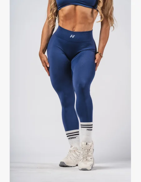 NEBBIA Tvarující bezešvé maximum push-up legíny FLOW SEAMLESS modré