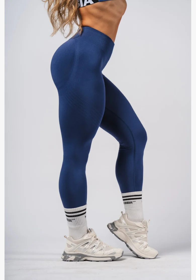 NEBBIA Tvarující bezešvé maximum push-up legíny FLOW SEAMLESS modré