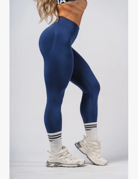 NEBBIA Tvarující bezešvé maximum push-up legíny FLOW SEAMLESS modré