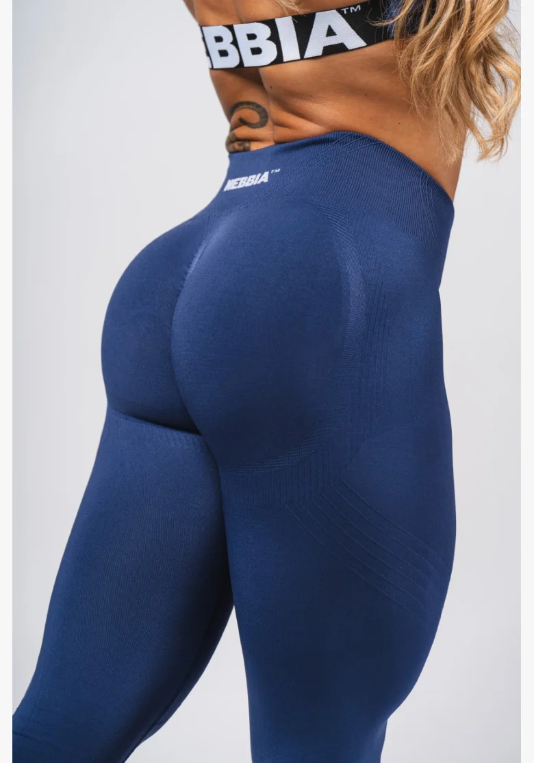 NEBBIA Tvarující bezešvé maximum push-up legíny FLOW SEAMLESS modré