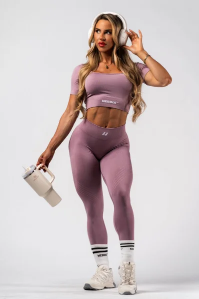 NEBBIA Tvarující bezešvé maximum push-up legíny FLOW SEAMLESS růžové