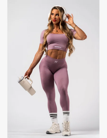 NEBBIA Tvarující bezešvé maximum push-up legíny FLOW SEAMLESS růžové