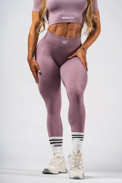 NEBBIA Tvarující bezešvé maximum push-up legíny FLOW SEAMLESS růžové 2