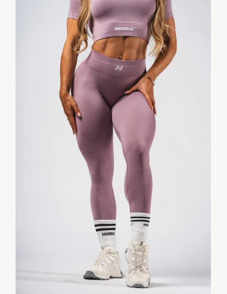 NEBBIA Tvarující bezešvé maximum push-up legíny FLOW SEAMLESS růžové