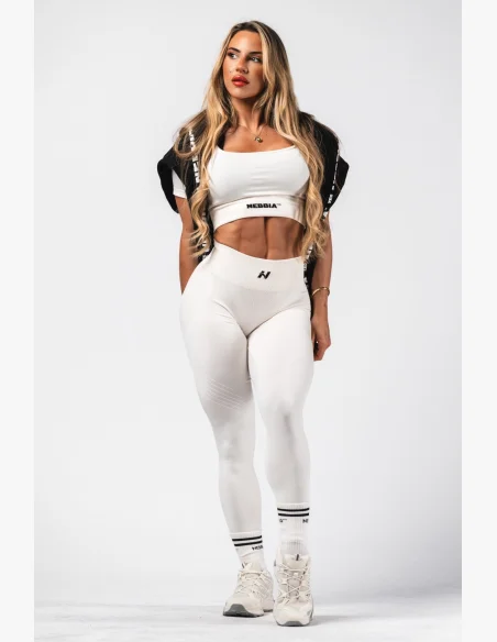 NEBBIA Tvarující bezešvé maximum push-up legíny FLOW SEAMLESS krémové