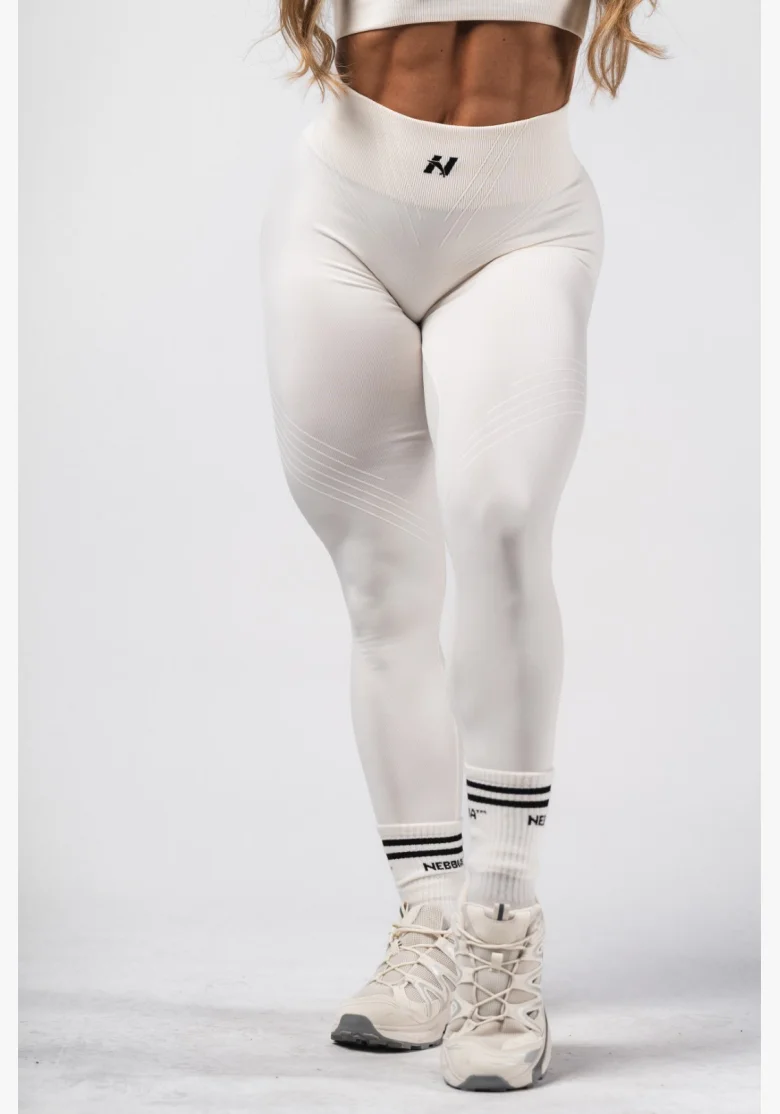NEBBIA Tvarující bezešvé maximum push-up legíny FLOW SEAMLESS krémové