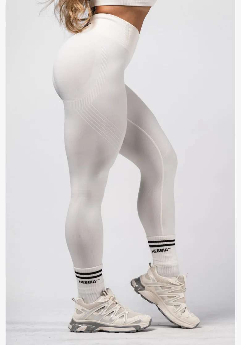 NEBBIA Tvarující bezešvé maximum push-up legíny FLOW SEAMLESS krémové