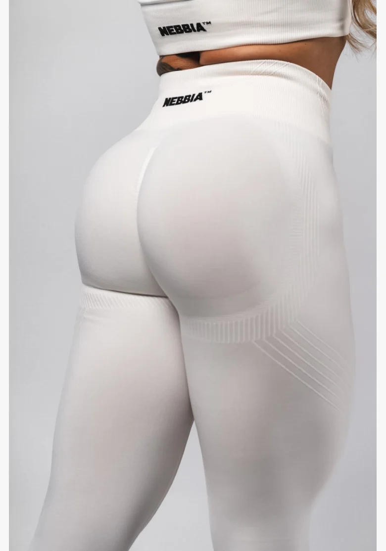 NEBBIA Tvarující bezešvé maximum push-up legíny FLOW SEAMLESS krémové