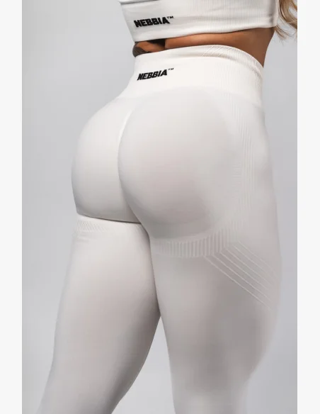 NEBBIA Tvarující bezešvé maximum push-up legíny FLOW SEAMLESS krémové