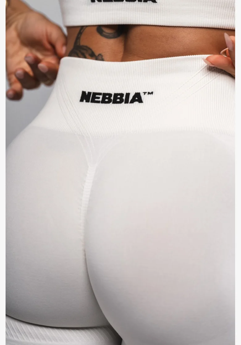NEBBIA Tvarující bezešvé maximum push-up legíny FLOW SEAMLESS krémové