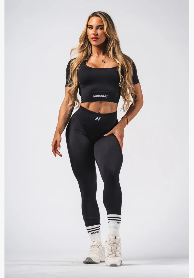 NEBBIA Tvarující bezešvé maximum push-up legíny FLOW SEAMLESS černé
