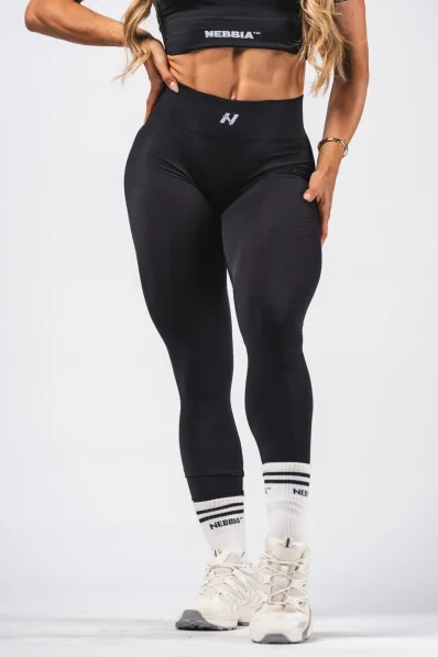 NEBBIA Tvarující bezešvé maximum push-up legíny FLOW SEAMLESS černé 2