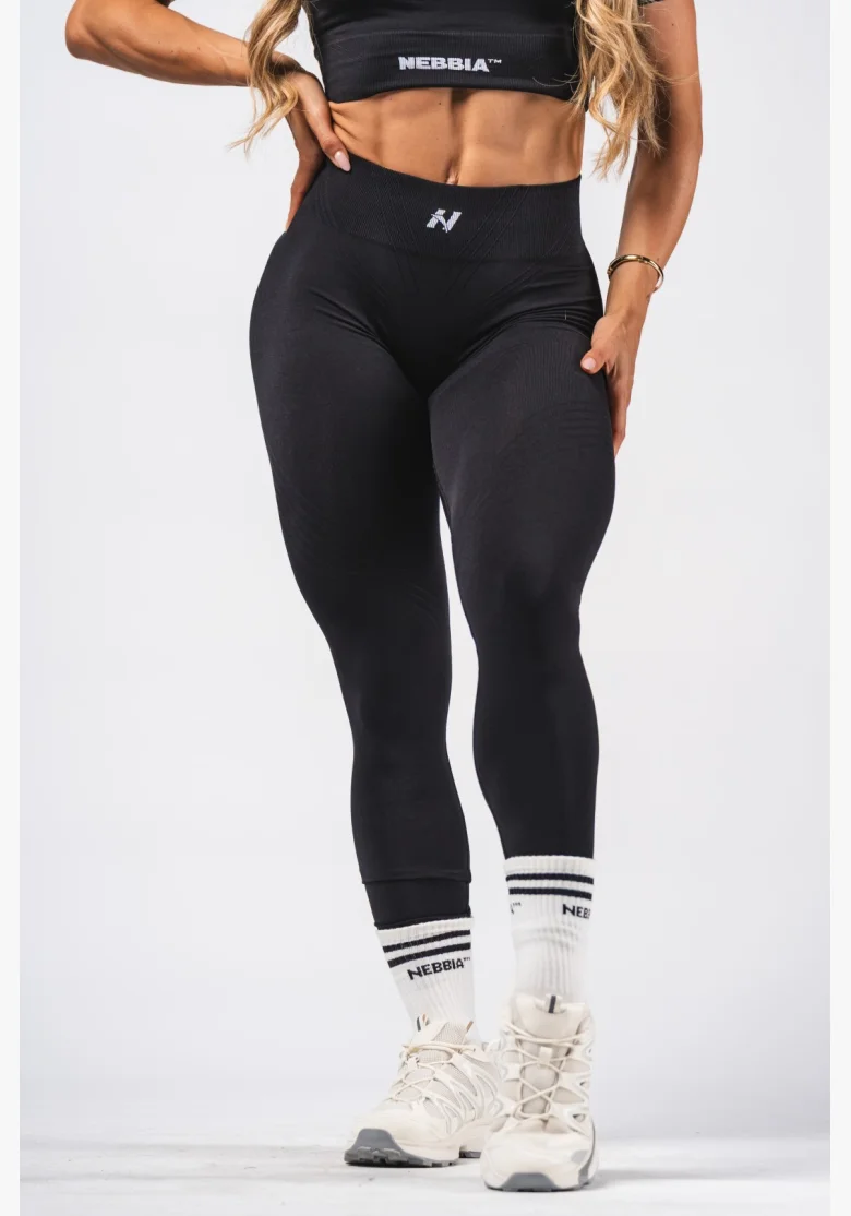 NEBBIA Tvarující bezešvé maximum push-up legíny FLOW SEAMLESS černé