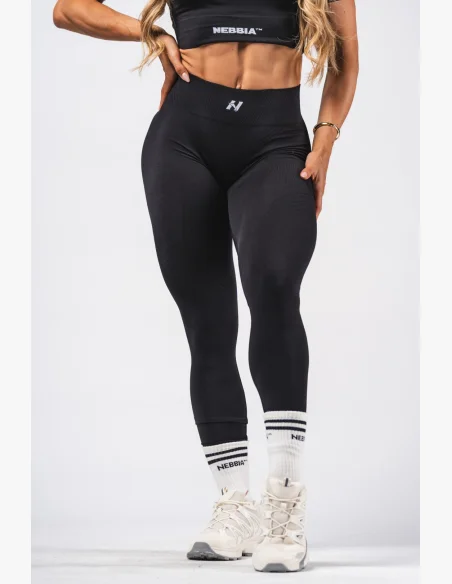 NEBBIA Tvarující bezešvé maximum push-up legíny FLOW SEAMLESS černé