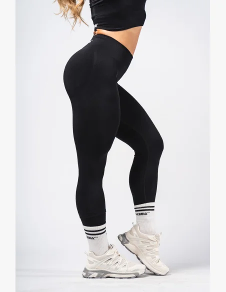 NEBBIA Tvarující bezešvé maximum push-up legíny FLOW SEAMLESS černé
