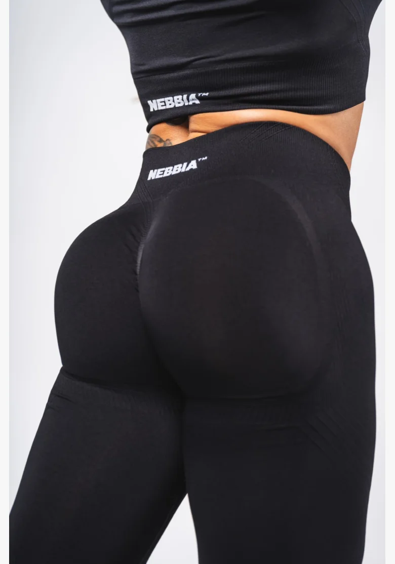 NEBBIA Tvarující bezešvé maximum push-up legíny FLOW SEAMLESS černé