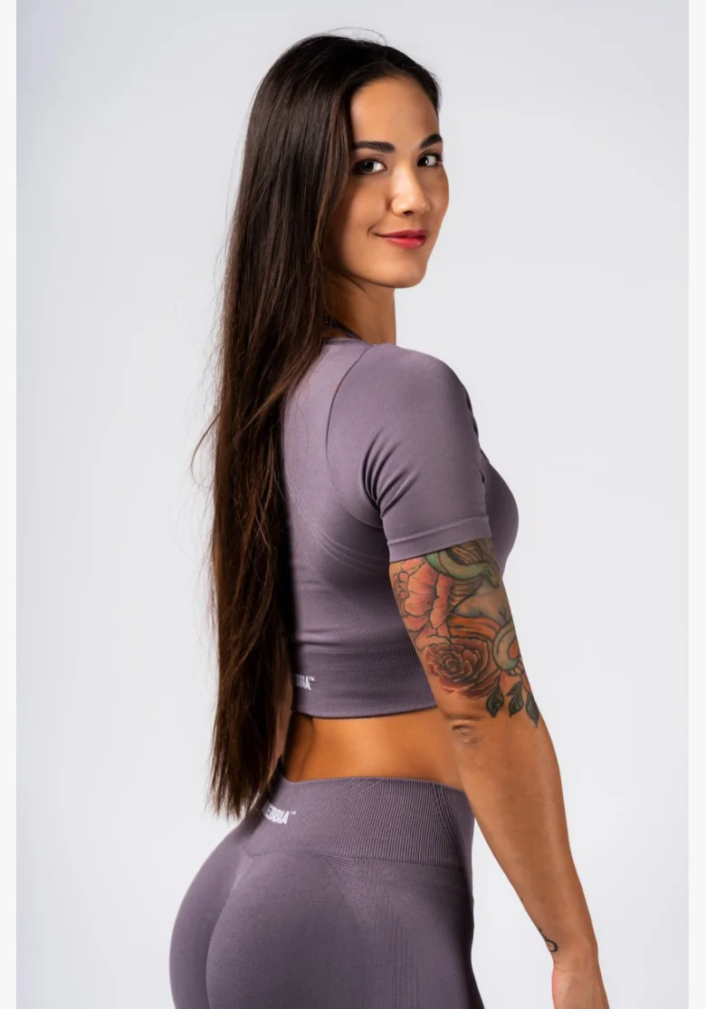 NEBBIA Tvarující bezešvý crop top FLOW SEAMLESS šedý