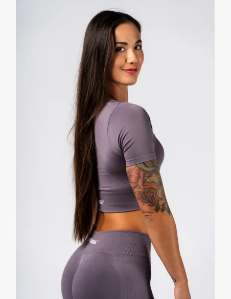 NEBBIA Tvarující bezešvý crop top FLOW SEAMLESS šedý