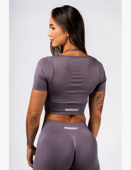 NEBBIA Tvarující bezešvý crop top FLOW SEAMLESS šedý