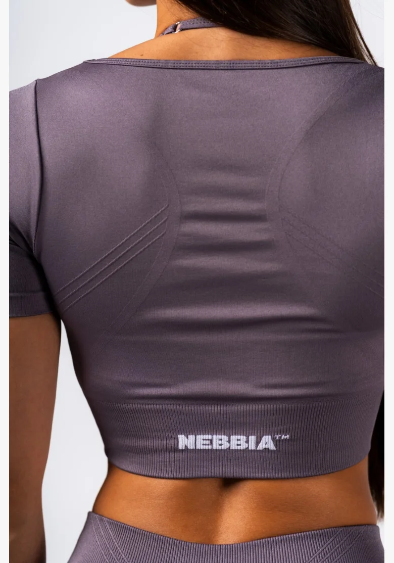 NEBBIA Tvarující bezešvý crop top FLOW SEAMLESS šedý