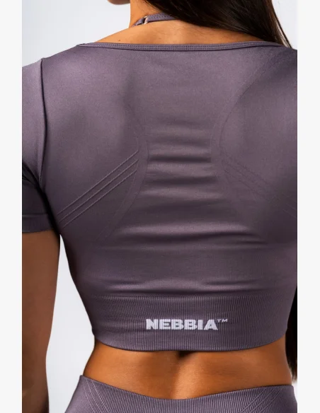 NEBBIA Tvarující bezešvý crop top FLOW SEAMLESS šedý