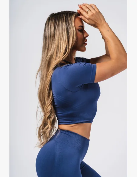 NEBBIA Tvarující bezešvý crop top FLOW SEAMLESS modré