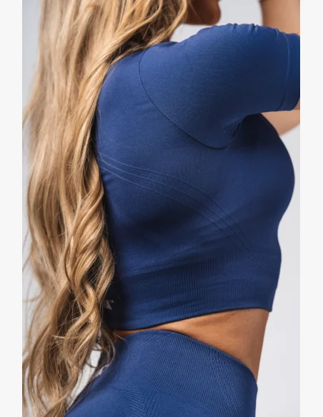 NEBBIA Tvarující bezešvý crop top FLOW SEAMLESS modré