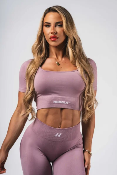 NEBBIA Tvarující bezešvý crop top FLOW SEAMLESS růžové 2