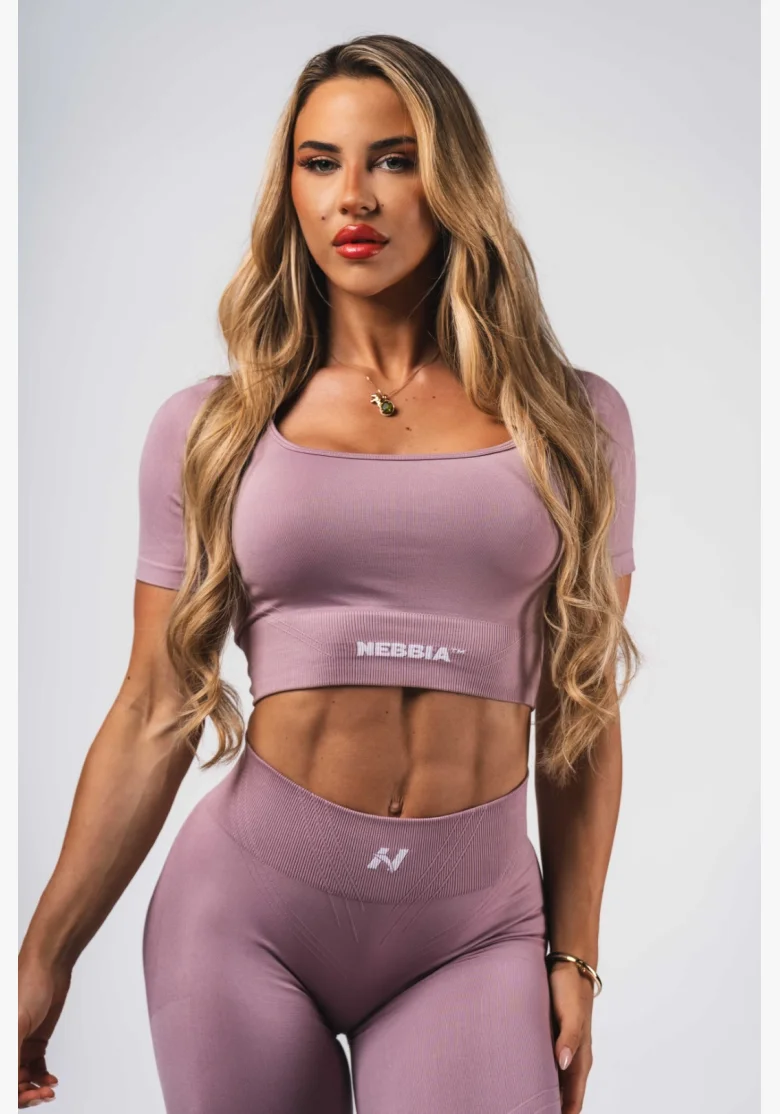 NEBBIA Tvarující bezešvý crop top FLOW SEAMLESS růžové