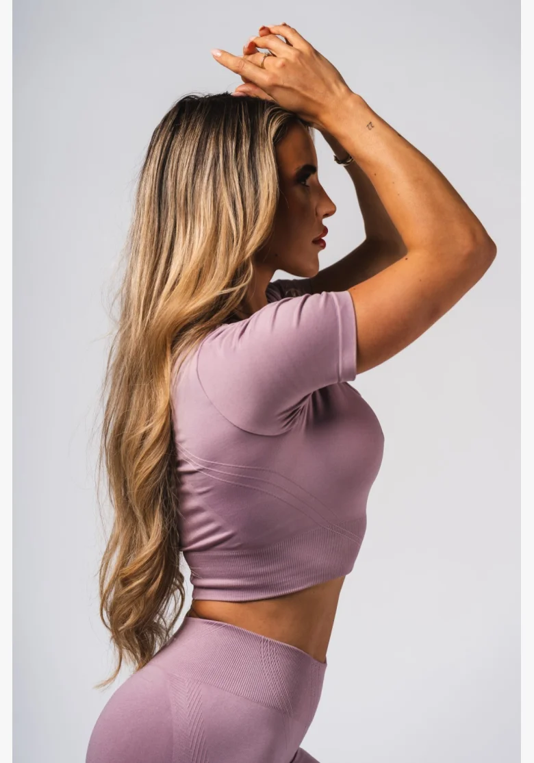 NEBBIA Tvarující bezešvý crop top FLOW SEAMLESS růžové