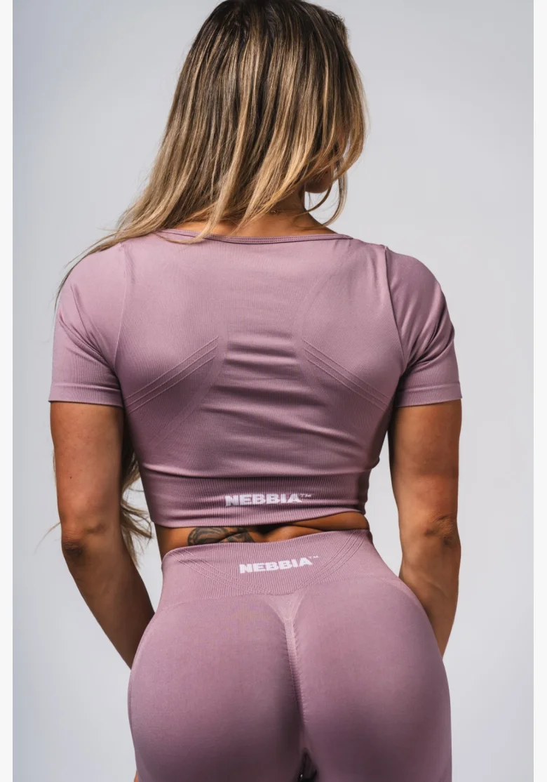 NEBBIA Tvarující bezešvý crop top FLOW SEAMLESS růžové