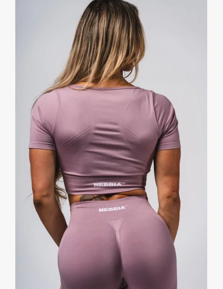 NEBBIA Tvarující bezešvý crop top FLOW SEAMLESS růžové
