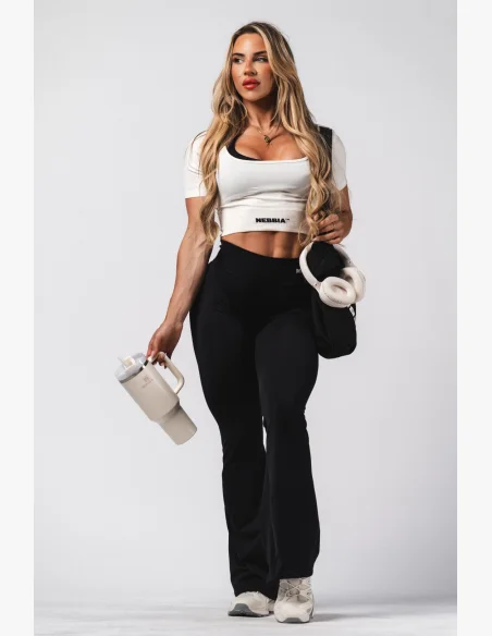 NEBBIA Tvarující bezešvý crop top FLOW SEAMLESS krémový