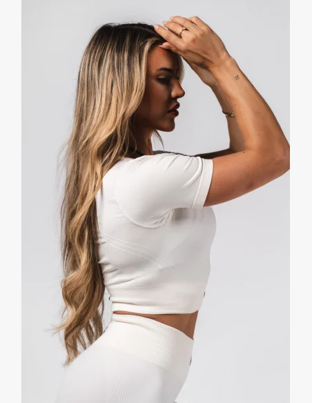 NEBBIA Tvarující bezešvý crop top FLOW SEAMLESS krémový