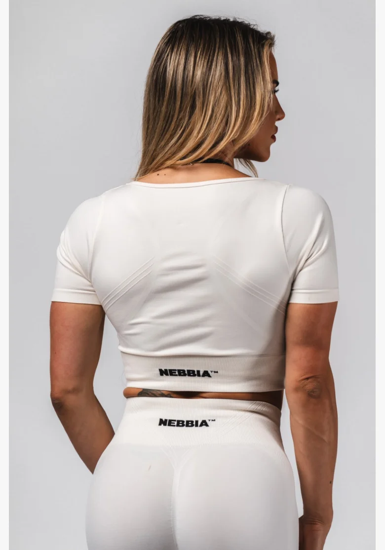 NEBBIA Tvarující bezešvý crop top FLOW SEAMLESS krémový