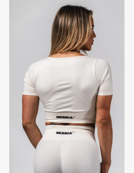NEBBIA Tvarující bezešvý crop top FLOW SEAMLESS krémový