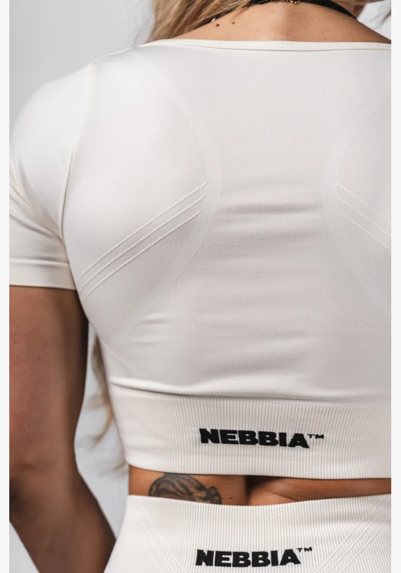 NEBBIA Tvarující bezešvý crop top FLOW SEAMLESS krémový