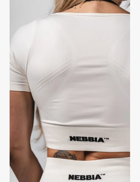 NEBBIA Tvarující bezešvý crop top FLOW SEAMLESS krémový