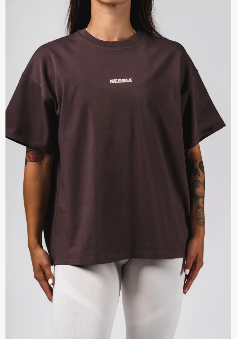 NEBBIA Oversized tričko RESET hnědé