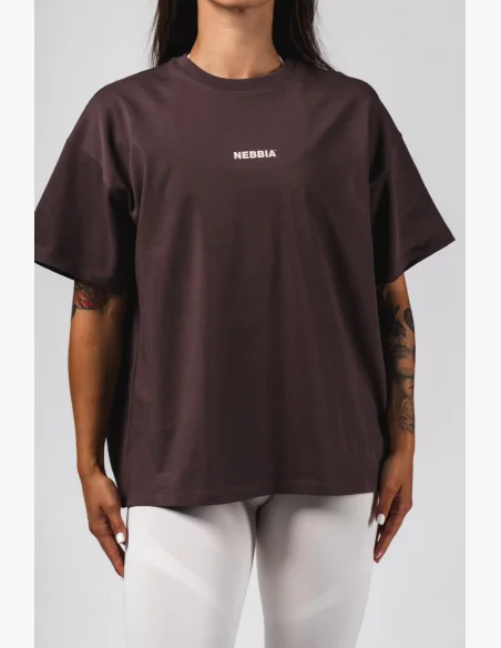 NEBBIA Oversized tričko RESET hnědé