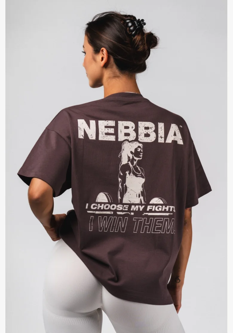 NEBBIA Oversized tričko RESET hnědé