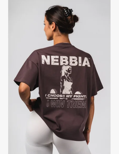 NEBBIA Oversized tričko RESET hnědé